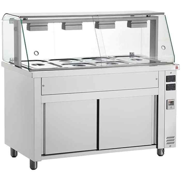 Inomak Bain Maries with Heated Cupboards & Glass Canopy 3–5 GN 1/1 Pan Range – professional buffet displays for British catering venues