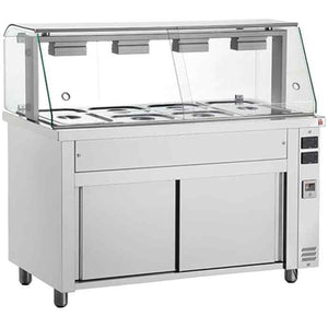 Inomak Bain Maries with Heated Cupboards & Glass Canopy 3–5 GN 1/1 Pan Range – professional buffet displays for British catering venues