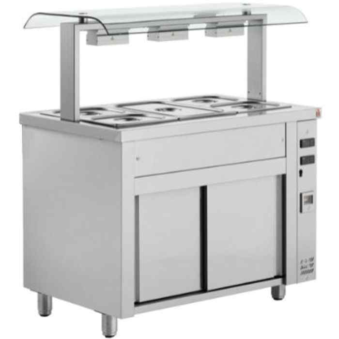 Inomak Bain Maries with Double Sneeze Guard 3–4 GN 1/1 Pan Range – hygienic dual-guard heated display units for UK catering kitchens