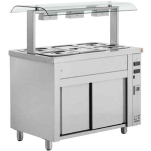 Inomak Bain Maries with Double Sneeze Guard 3–4 GN 1/1 Pan Range – hygienic dual-guard heated display units for UK catering kitchens