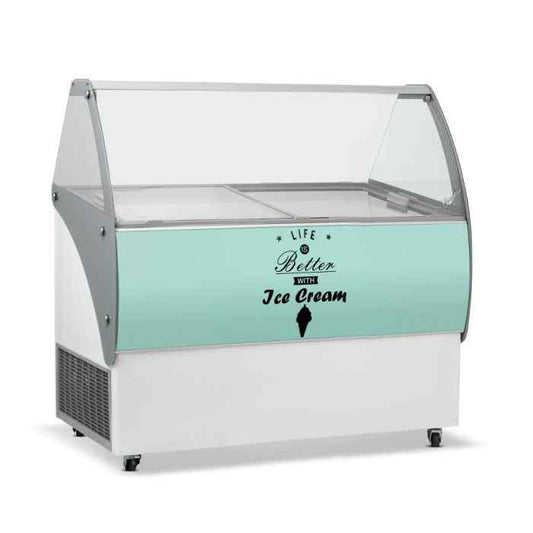 Crystal Elegante Ice Cream Display 353 L – 557 L Range – curved-glass presentation freezer for British hospitality venues