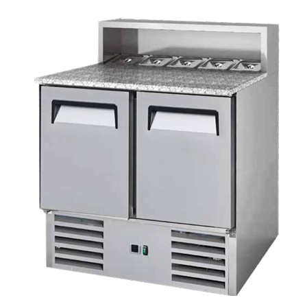 Artikcold PS900 granite compact counter with granite worktop — refrigerated prep counter for bakeries and pizzerias.