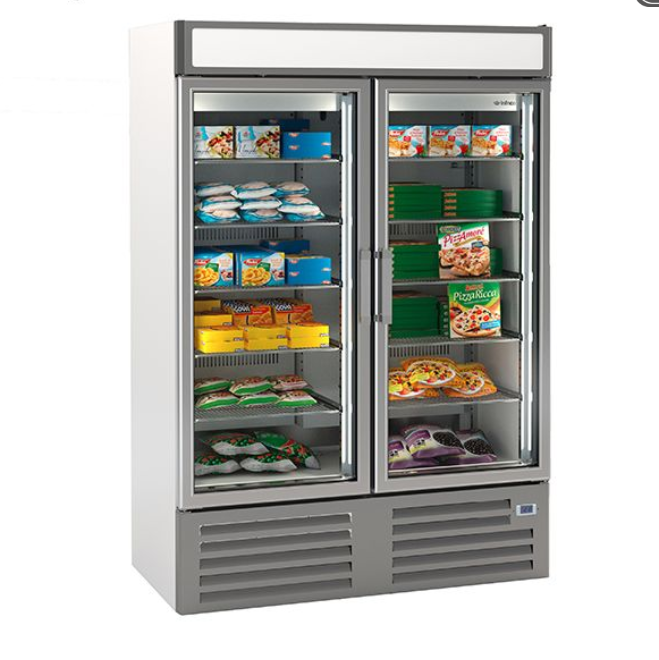 Infrico Glass Door Refrigerated Merchandisers 500–1000 L Range – illuminated display fridges for UK cafés and hospitality venues