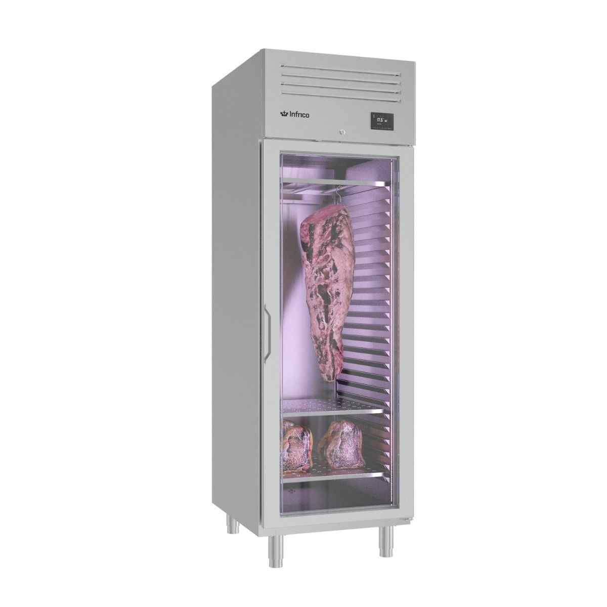Infrico Stainless Steel & Black Glass Door Meat Agers – professional dry-aging refrigeration for UK catering kitchens