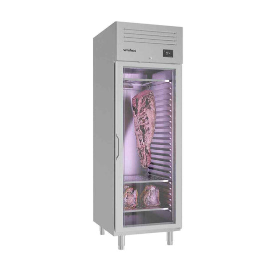 Infrico Stainless Steel & Black Glass Door Meat Agers – professional dry-aging refrigeration for UK catering kitchens