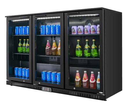 Artikcold back bar cooler with sliding doors for UK bars — space-saving refrigeration for chilled drinks and beverages.