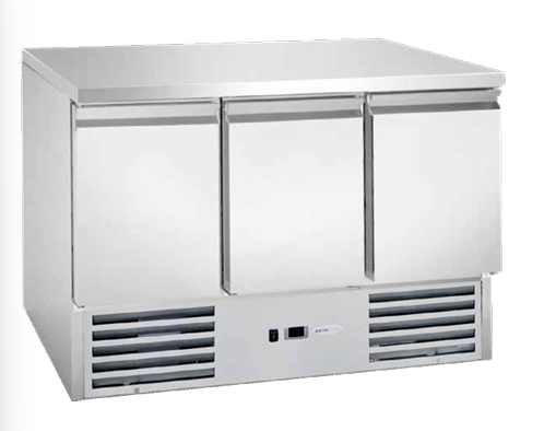 Artikcold compact gastro counter for UK commercial kitchens — stainless refrigerated base counter for catering use.