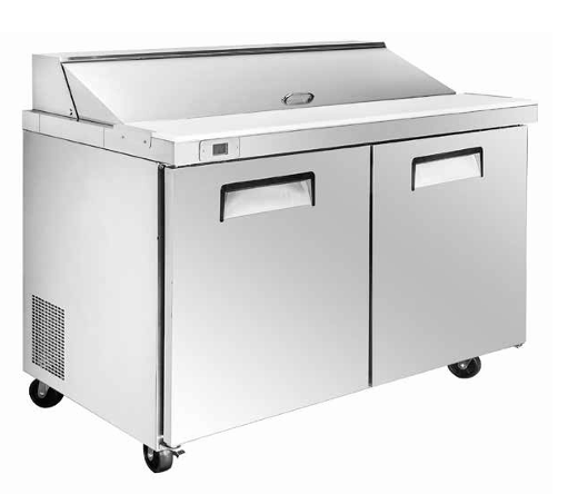 Artikcold PZ300, PZ400 and PZ760 saladette counters with top pan space and refrigerated storage for pizza or salad prep