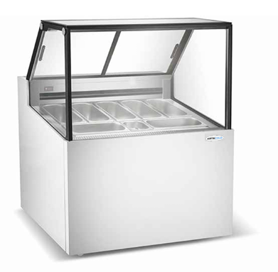 Artikcold Tahiti ice cream display cabinet for UK dessert shops — ventilated refrigeration counter for gelato and ice cream presentation.