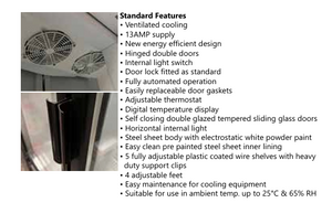 Artikcold VIZ900SCD double glass door display fridge specs for UK shops — power, temperature, and build details.