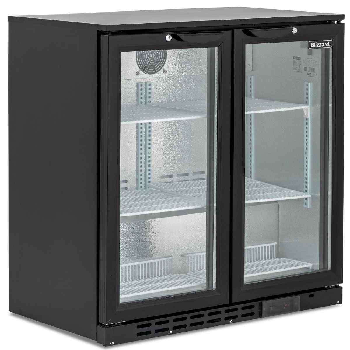 Blizzard Double Hinged Glass Door Bottle Cooler BAR2 Series – professional dual-door refrigeration for UK bars, cafés, and catering kitchens