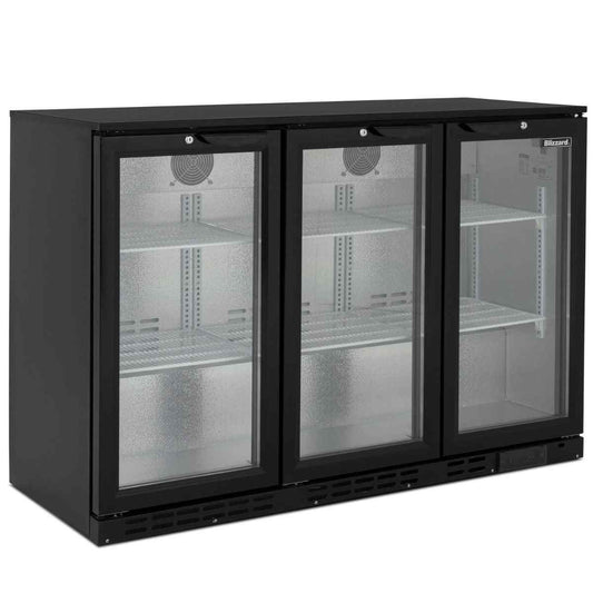 Blizzard Triple Hinged Glass Door Bottle Cooler BAR3 Series – high-capacity triple-door refrigeration for British bars, restaurants, and catering kitchens