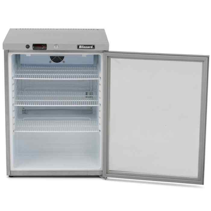 Blizzard Single Hinged Glass Door Under Counter Refrigerator (UCR140CR) – stainless steel display fridge for nationwide UK supply