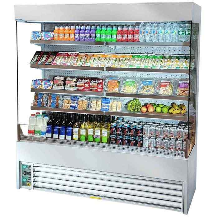 Frost-Tech Tiered Displays 1 m – 1.8 m – premium open-front refrigerated display units for British cafés and catering venues
