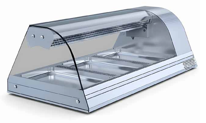 Igloo cold curved glass countertop display for chilled food presentation in cafés and restaurants