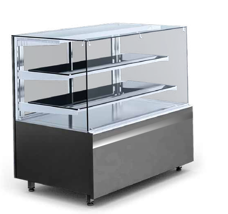 Igloo Gastroline Cube cold patisserie display for UK bakeries and dessert shops — ideal for keeping cakes and pastries chilled and beautifully presented.