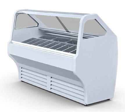 Igloo Gelatti ice cream display cabinet for UK dessert cafés stylish refrigerated unit for ice cream and gelato service.