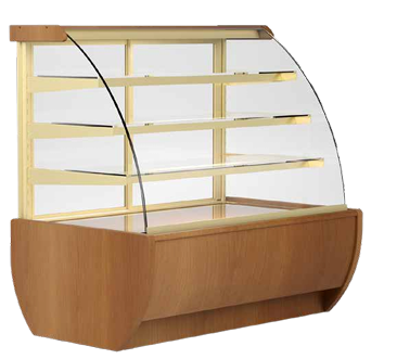 Igloo Jamaica wood presentation pastry ambient display for UK bakeries — room-temperature showcase for artisan cakes, bread, and confectionery.