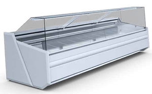 Igloo Luzon serve over multiplexable counter for UK delis and supermarkets modular refrigerated counter for fresh meat and deli display.