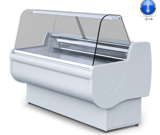 Igloo Rota meat slimline serve over counter for UK butchers and delis — ideal for fresh meat display and preservation.