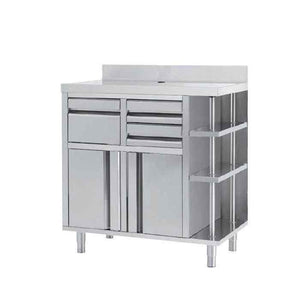 Infrico Back Bar Coffee Storage Unit (Left or Right Shelves, 1000mm Range) – stainless-steel espresso support station for UK cafés and hotels