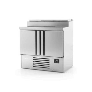 Infrico Compact Refrigerated Counter with Raised Collar (2–3 Door Range) – durable stainless-steel worktop refrigeration for nationwide UK supply