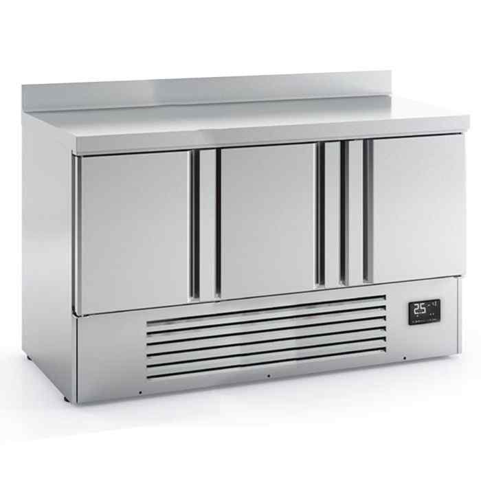 Infrico Compact Refrigerated Counters with Upstand (2–3 Doors) – durable stainless-steel chillers for UK catering kitchens