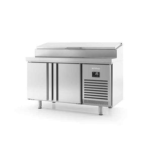 Infrico Refrigerated Prep Counter with Raised Collar (2–3 Door Range) – ergonomic chilled prep stations for nationwide UK supply