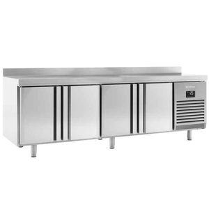 Infrico Refrigerated Counter with Upstand (2–4 Door Range) – durable stainless-steel worktop refrigeration for UK foodservice operations