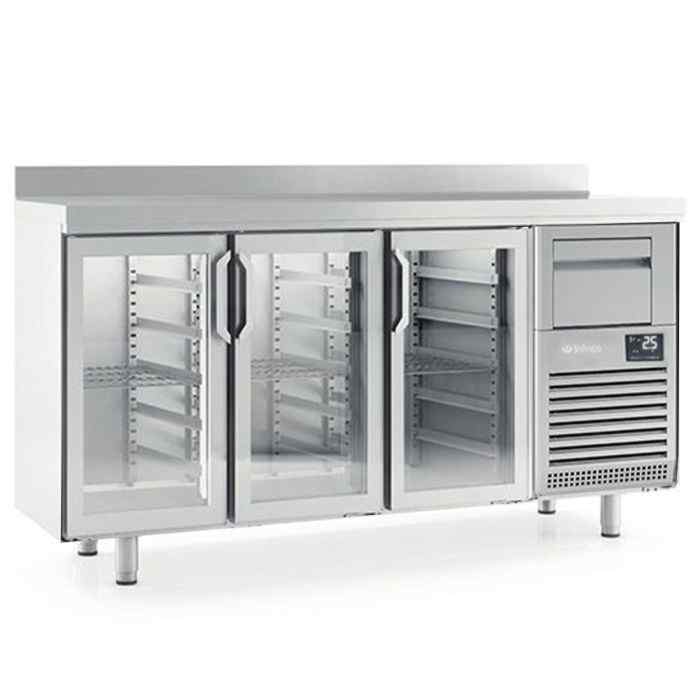 Infrico Glass Door Tall Back Bar Refrigerated Counter with Upstand (2–3 Door Range) – premium glass-fronted display refrigeration for British hospitality venues