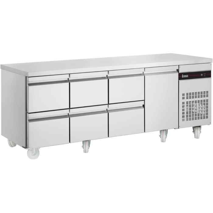 Inomak Double to Six Drawer Gastronorm Counter Refrigerator (274L–583L Capacity) – energy-efficient undercounter refrigeration for British hospitality venues