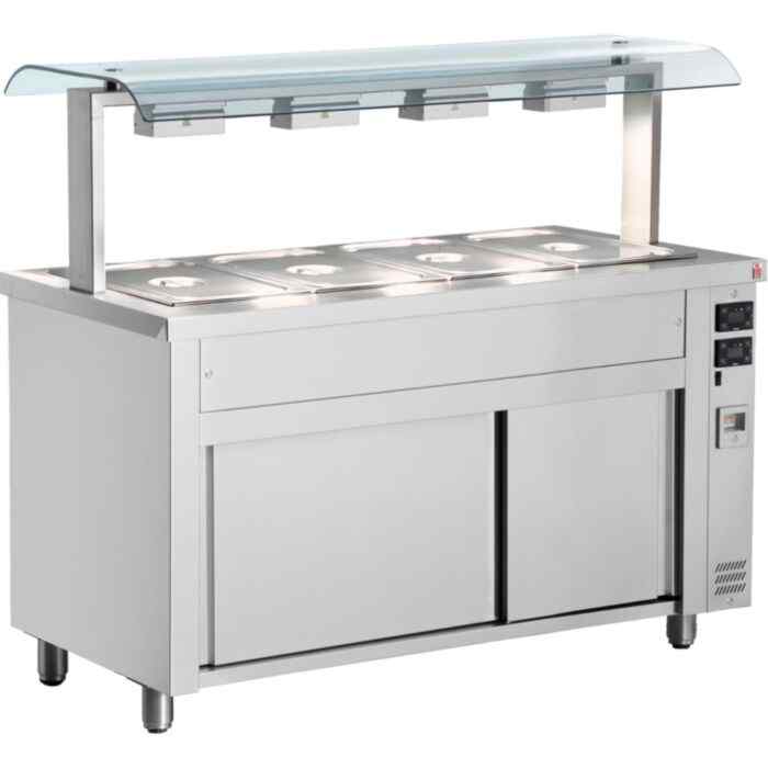 Inomak Bain Maries with Double Sneeze Guard 3–4 GN 1/1 Pan Range – hygienic dual-guard heated display units for UK catering kitchens