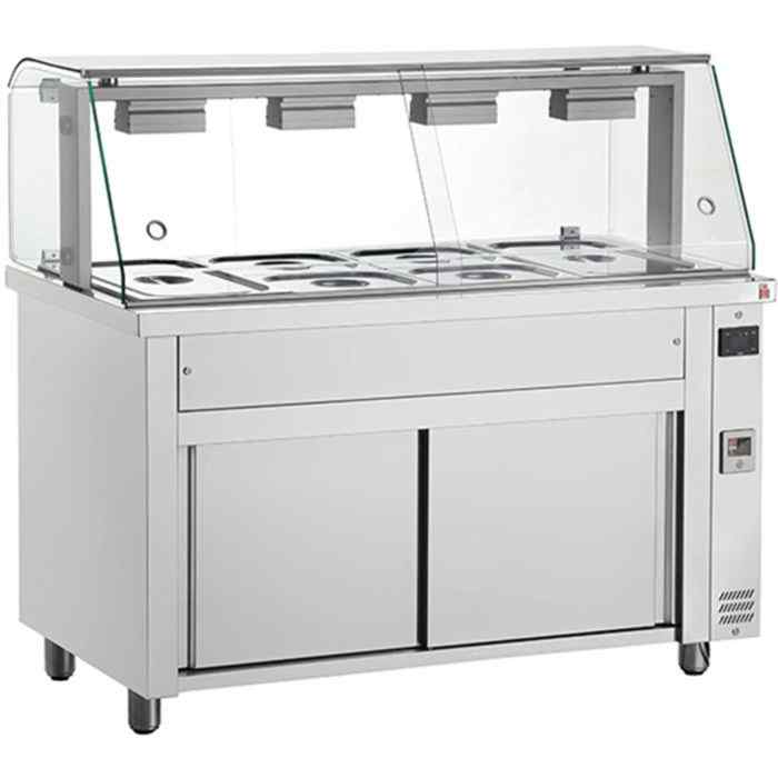 Inomak Bain Maries with Glass Canopy 3–5 GN 1/1 Pan Range – illuminated heated showcases for UK catering kitchens