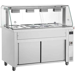 Inomak Bain Maries with Glass Canopy 3–5 GN 1/1 Pan Range – illuminated heated showcases for UK catering kitchens