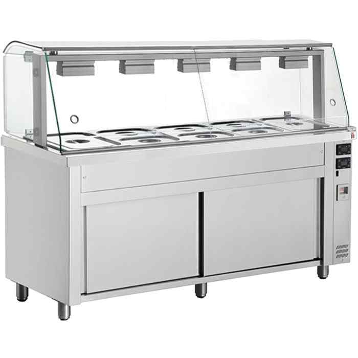 Inomak Bain Maries with Heated Cupboards & Glass Canopy 3–5 GN 1/1 Pan Range – professional buffet displays for British catering venues