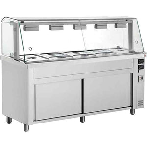 Inomak Bain Maries with Heated Cupboards & Glass Canopy 3–5 GN 1/1 Pan Range – professional buffet displays for British catering venues