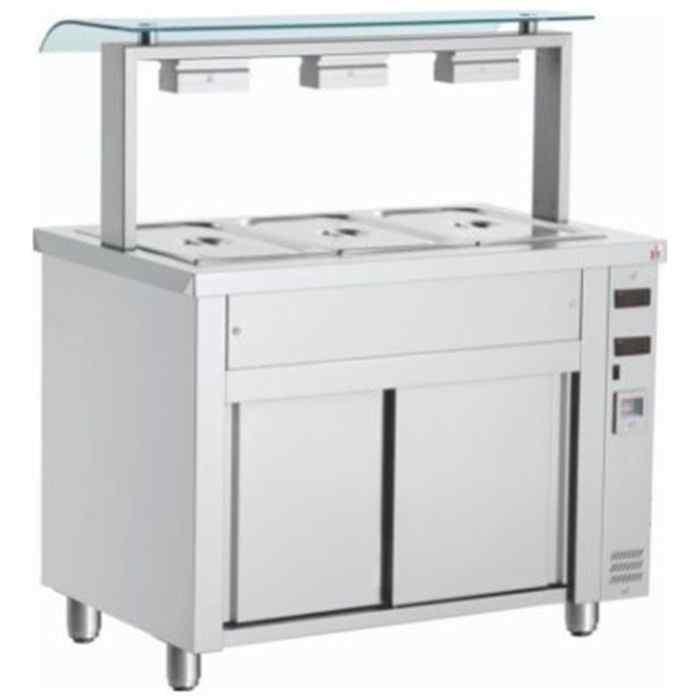 Inomak Bain Maries with Heated Cupboards & Sneeze Guard 3–5 GN 1/1 Pan Range – hot-holding buffet stations for British hospitality venues
