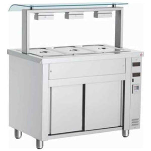 Inomak Bain Maries with Heated Cupboards & Sneeze Guard 3–5 GN 1/1 Pan Range – hot-holding buffet stations for British hospitality venues
