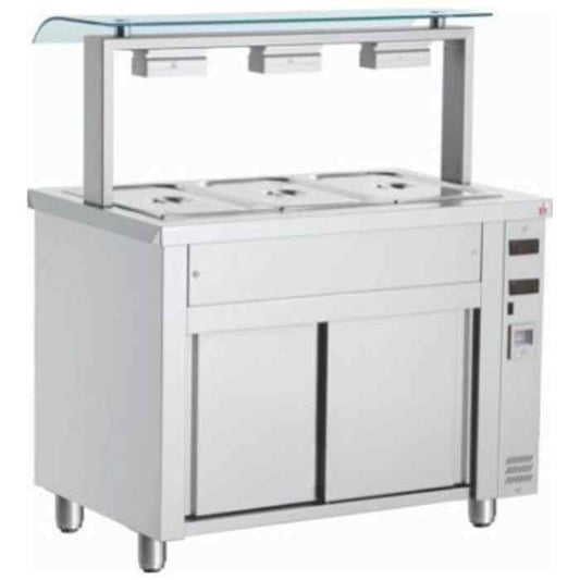 Inomak Bain Maries with Heated Cupboards & Sneeze Guard 3–5 GN 1/1 Pan Range – hot-holding buffet stations for British hospitality venues
