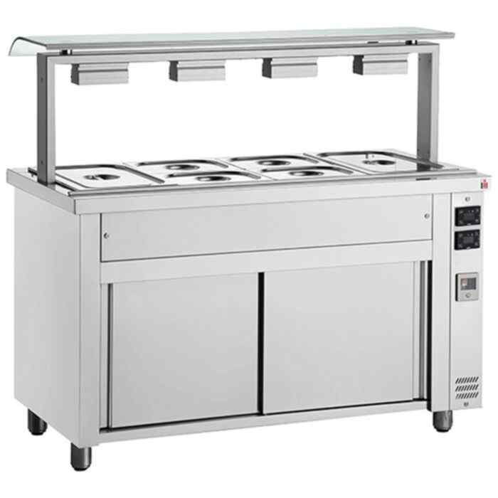 Inomak Bain Maries with Heated Cupboards & Sneeze Guard 3–5 GN 1/1 Pan Range – hot-holding buffet stations for British hospitality venues