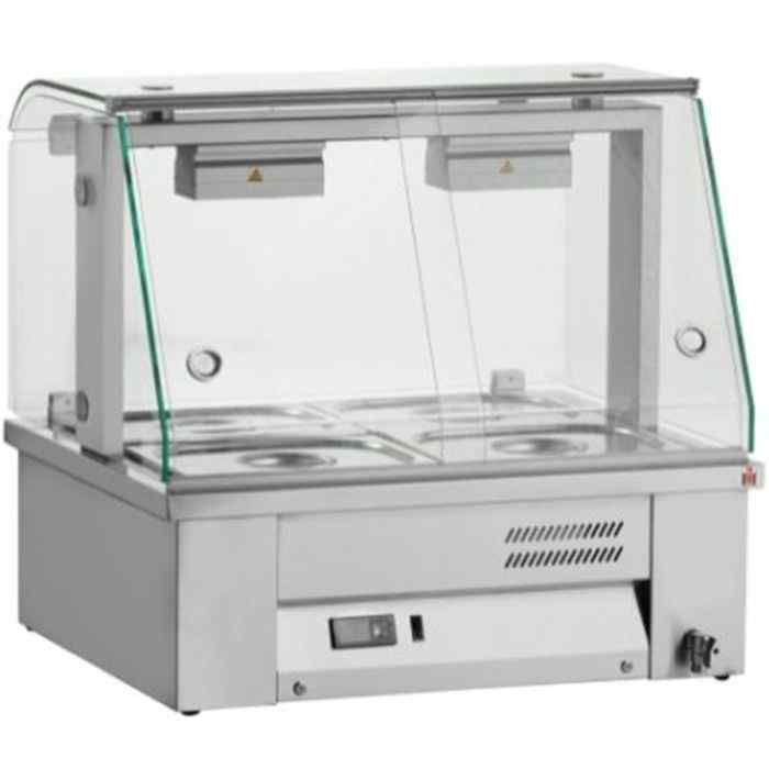 Inomak Countertop Bain Maries with Glass Canopy 2–4 GN 1/1 Pan Range – illuminated heated displays for British hospitality venues