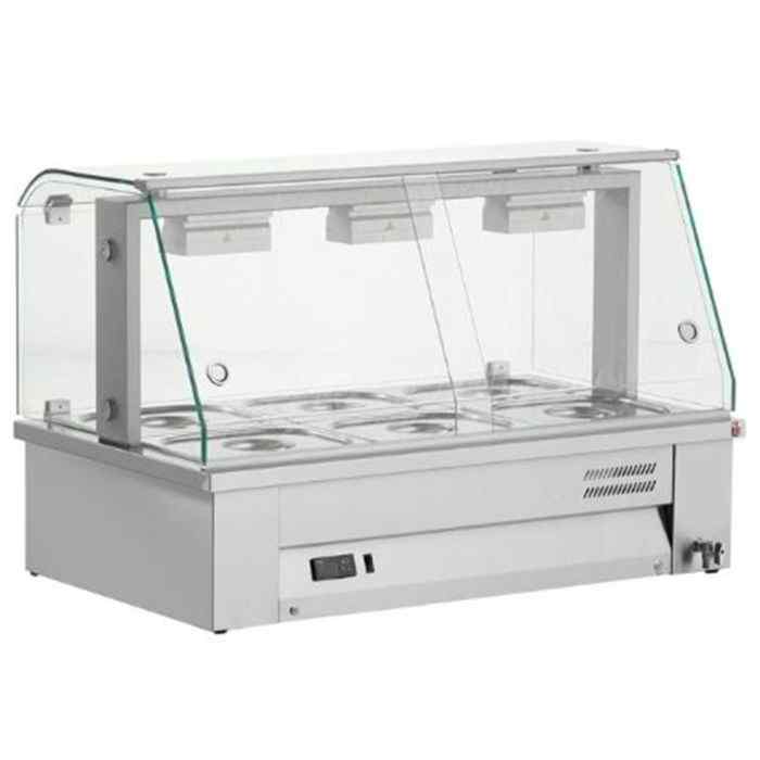 Inomak Countertop Bain Maries with Glass Canopy 2–4 GN 1/1 Pan Range – illuminated heated displays for British hospitality venues