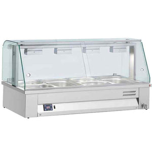 Inomak Countertop Bain Maries with Glass Canopy 2–4 GN 1/1 Pan Range – illuminated heated displays for British hospitality venues