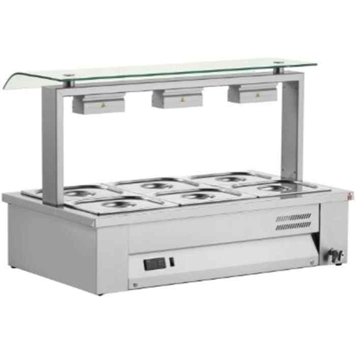 Inomak Countertop Bain Maries with Sneeze Guard 2–4 GN 1/1 Pan Range – hygienic hot food displays for UK catering operations