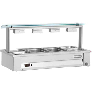 Inomak Countertop Bain Maries with Sneeze Guard 2–4 GN 1/1 Pan Range – hygienic hot food displays for UK catering operations
