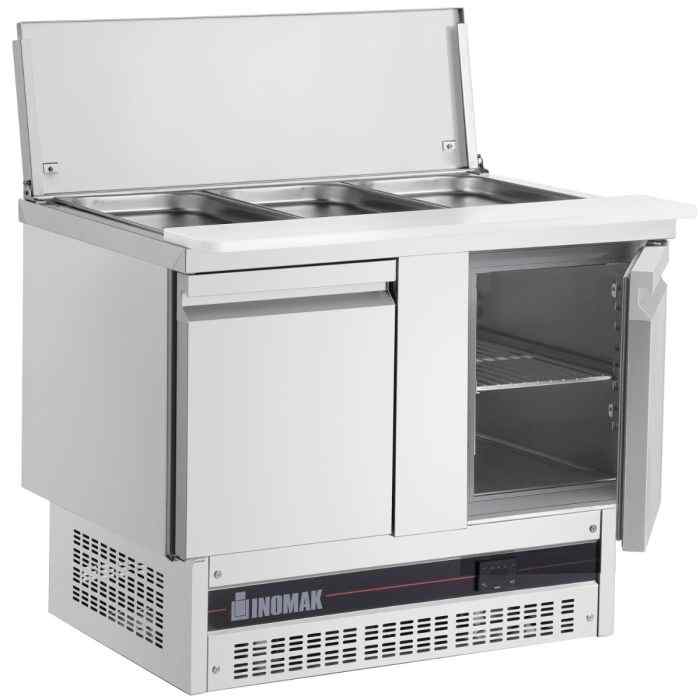 Inomak Double Hinged Door Gastronorm Saladette with Cutting Board (BSV77-HC) – commercial prep fridge for UK foodservice operations