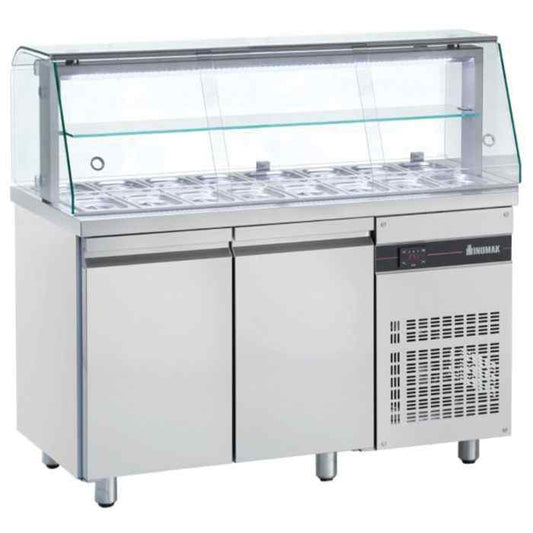 Inomak Saladette with Display Case (2–3 Door Range) – chilled food preparation counters for nationwide UK supply