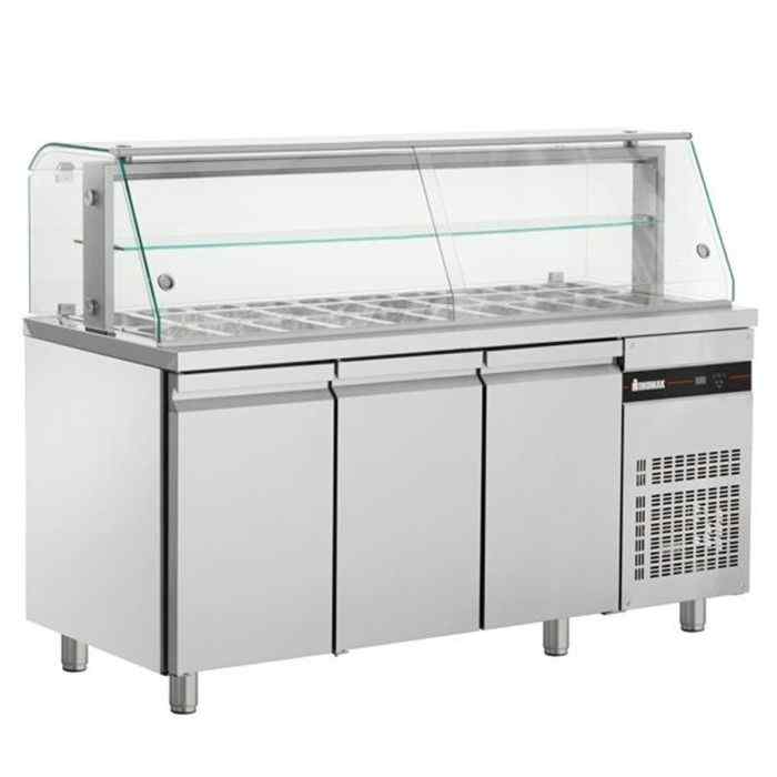 Inomak Saladette with Display Case (2–3 Door Range) – chilled food preparation counters for nationwide UK supply