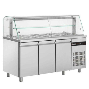 Inomak Saladette with Display Case (2–3 Door Range) – chilled food preparation counters for nationwide UK supply