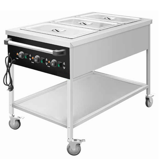 Master MA117-3GN bain marie trolley for keeping cooked dishes warm and ready for buffet or service counters